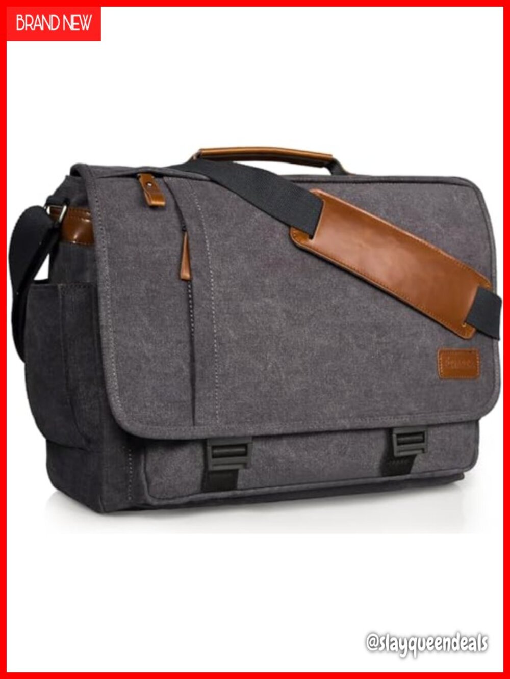 Water-Resistant Canvas Messenger Bag 17-17.3 Inch Laptop Briefcase Work College